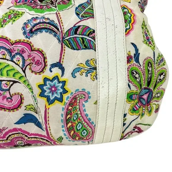 Vera Bradley Palm Beach Gardens Floral Satchel Handbag White Pink Purse Bag - Picture 12 of 16